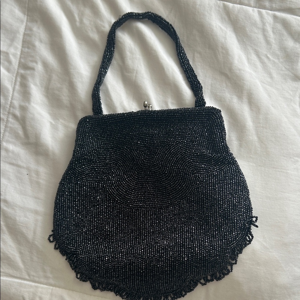 Elegant Black Beaded Women's Bag